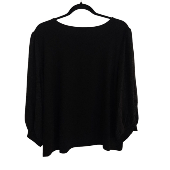 CeCe Lace Sleeve Stretch Crepe Blouse Black 3/4 Sleeves size 2X NWT - Picture 4 of 9